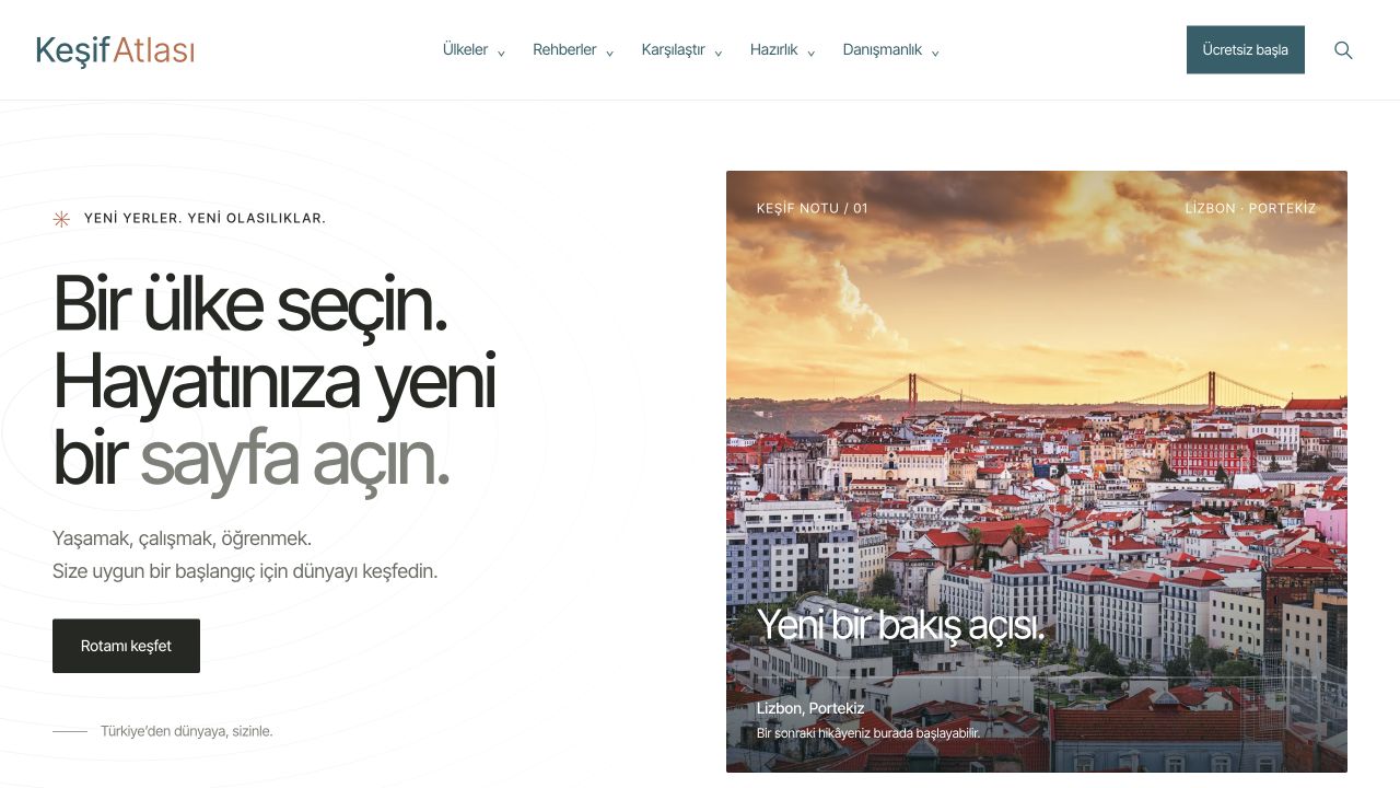 Keşif Atlası homepage screenshot