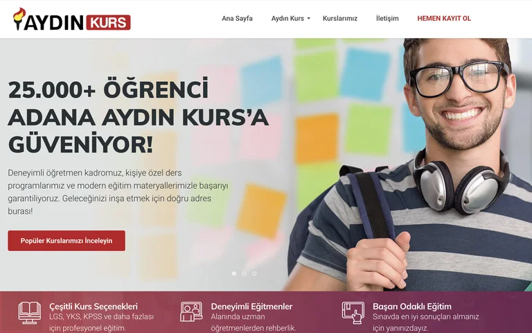 Adana Aydın Kurs web sitesi ekran görüntüsü