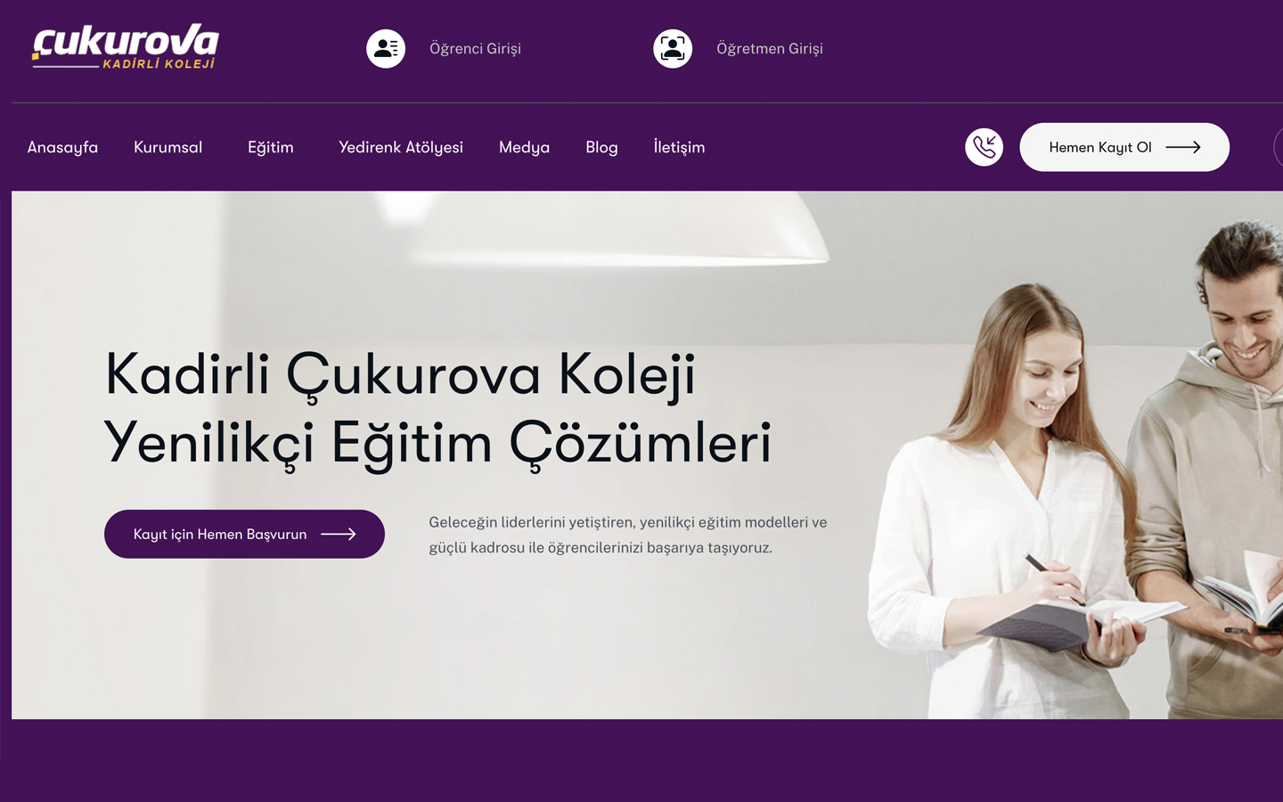 Kadirli Çukurova Koleji website screenshot