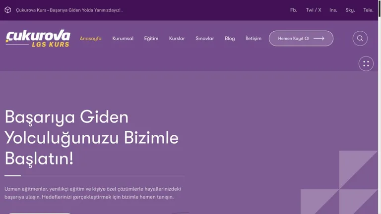 Kadirli Çukurova Kurs web sitesi ekran görüntüsü
