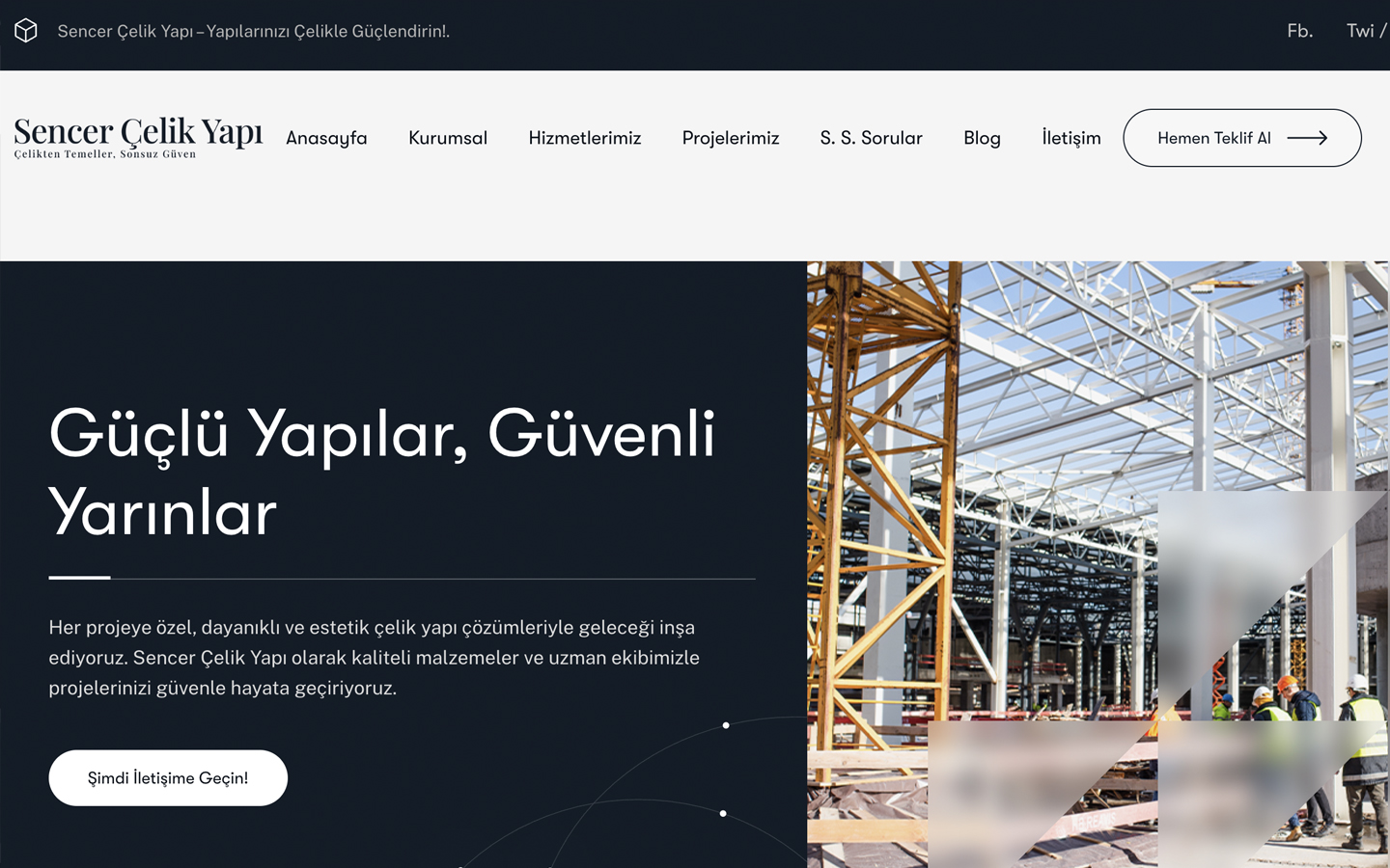 Sencer Çelik Yapı website screenshot